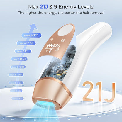 21J Laser Hair Removal Device with Cooling Function, 3 Advanced Functions HR/SC/RA